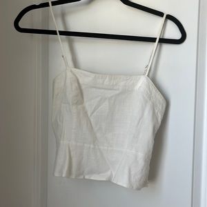 White linen crop top
